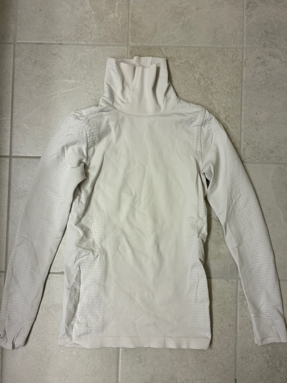 Athleta White Ribbed Turtleneck Top